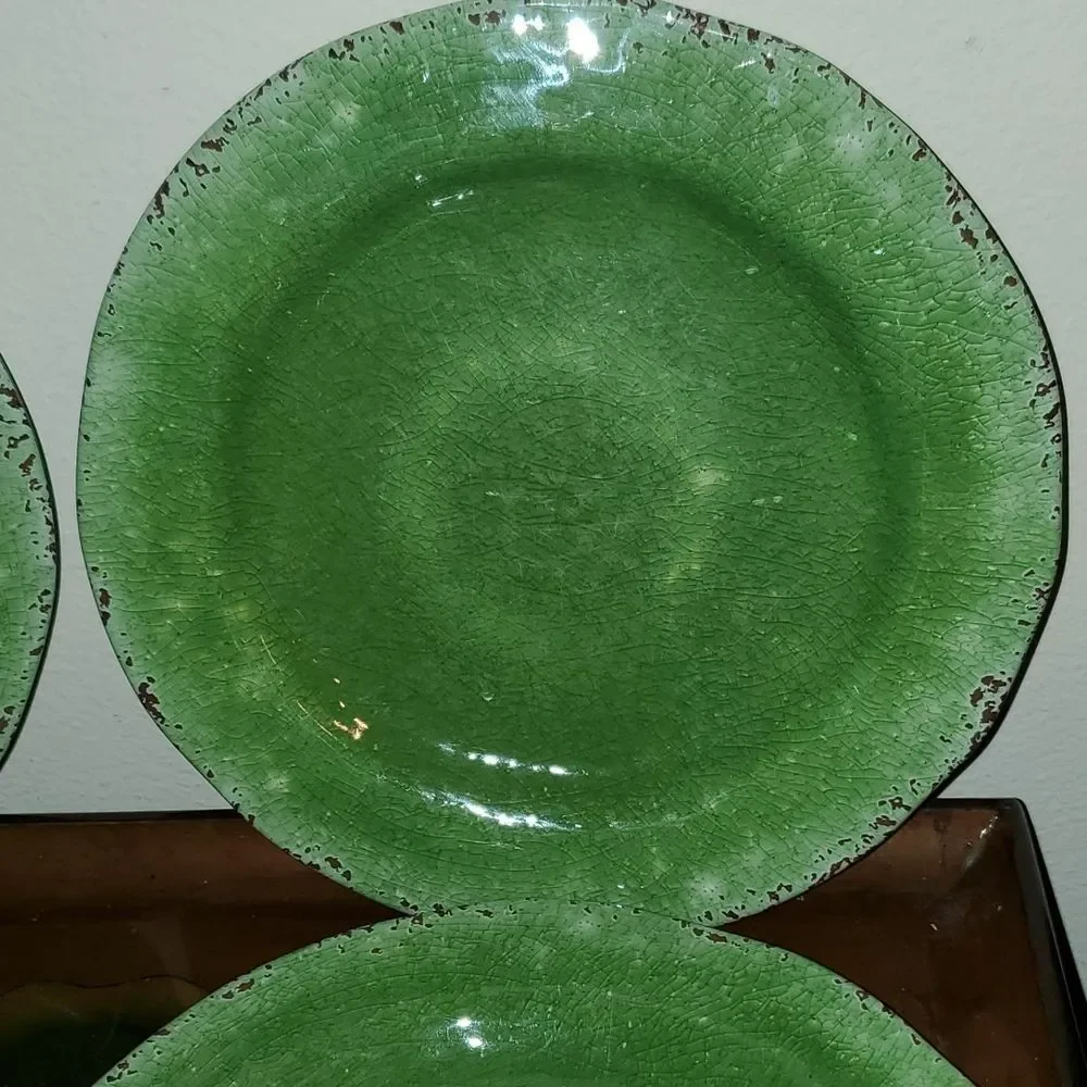 Pier 1 Carmelo Green Crackle Melamine Dinner Plate 11